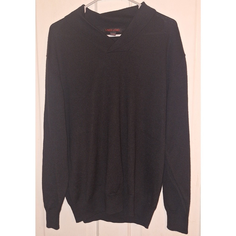 Linea Uomo Black Sweater Large Men's‎  Wool Blend Winter Dark Romantic Casual
